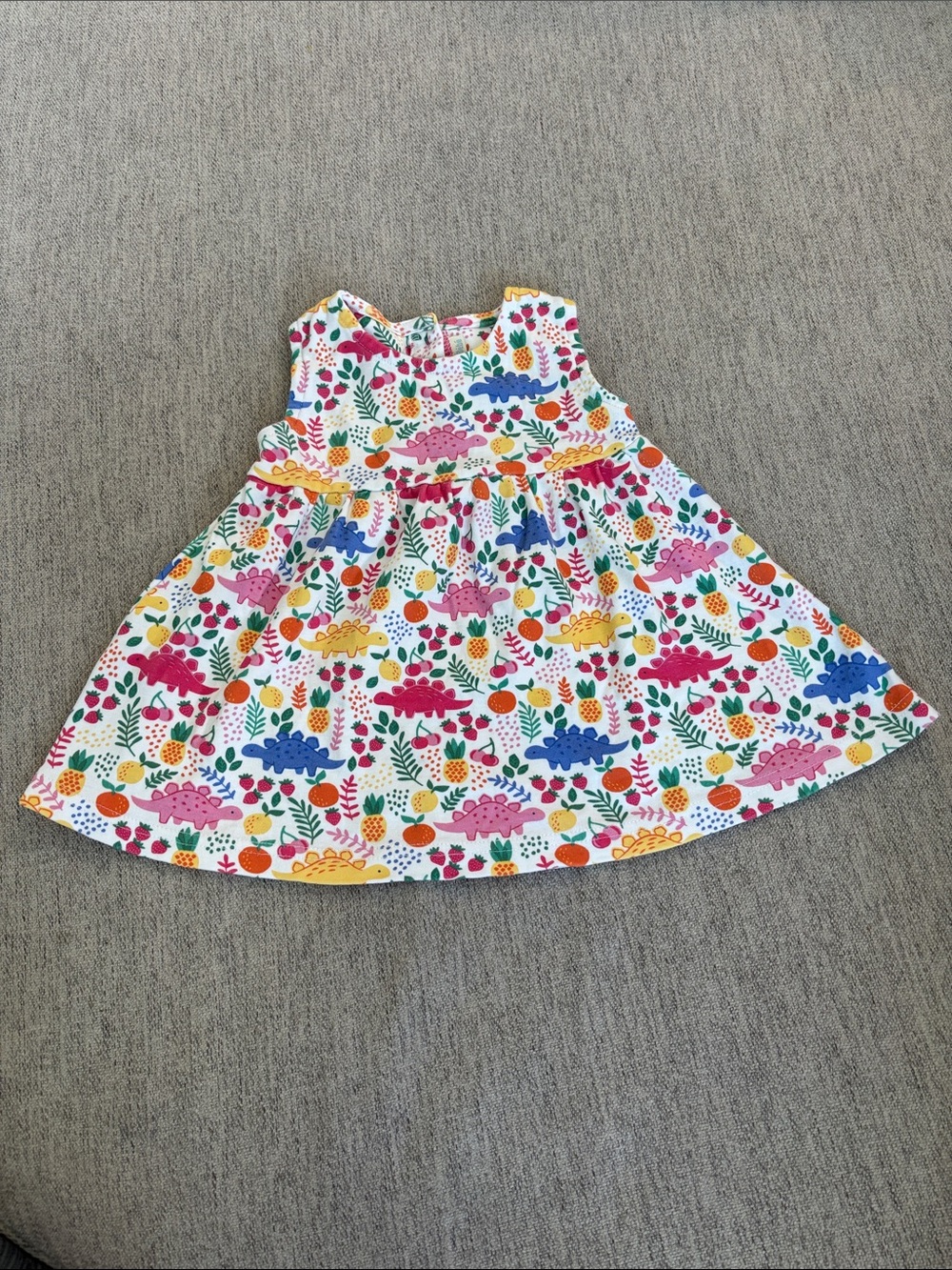 JoJo Maman Bebe White Dress with Multicolor Dino Print